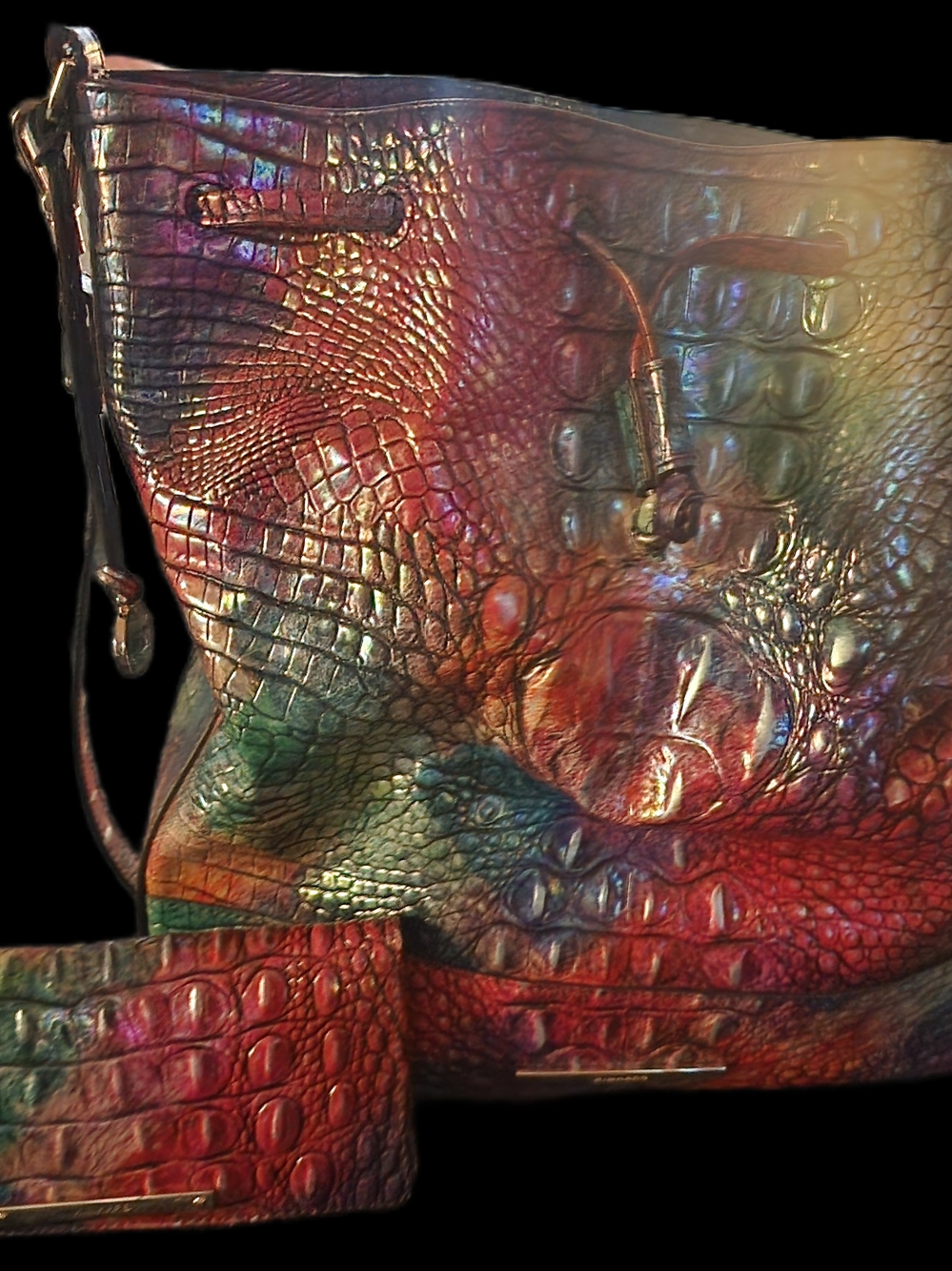 Brahmin Iridescent Croc-Embossed Shoulder Bag in Multicolor